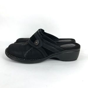 Clarks Artisan Black Leather Mules